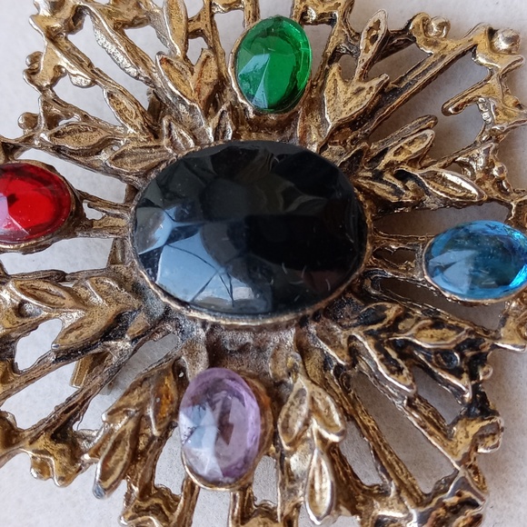 Vintage Colorful Gold Brooch Bundle Amber Multi-Color - Picture 8 of 10